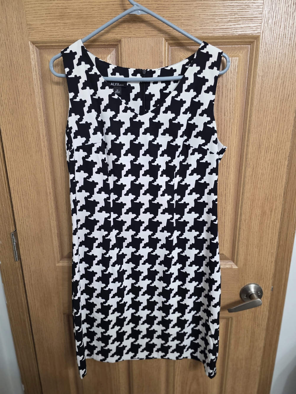 ALYX Black & White Houndstooth Shift Mini Dress